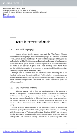 Issues in the Syntax of Arabic