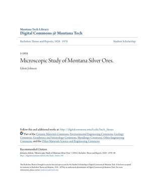 Microscopic Study of Montana Silver Ores. Edwin Johnson