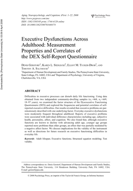 Measurement Properties and Correlates of the DEX Self-Report