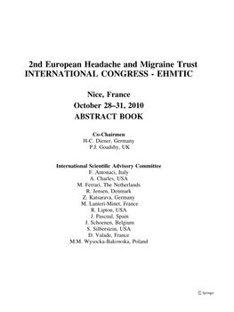 2Nd European Headache and Migraine Trust INTERNATIONAL CONGRESS - EHMTIC