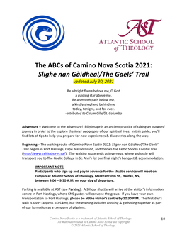 Abcs of Camino NS Gaels Trail 2021