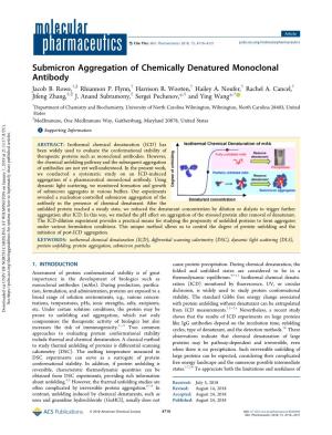 Submicron Aggregation of Chemically Denatured Monoclonal Antibody † § † † † † Jacob B