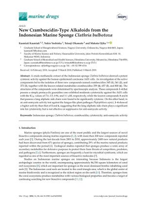 New Crambescidin-Type Alkaloids from the Indonesian Marine Sponge Clathria Bulbotoxa