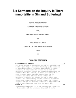 Storrs, Six Sermons on the Inquiry