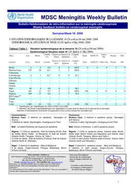 MDSC Meningitis Weekly Bulletin