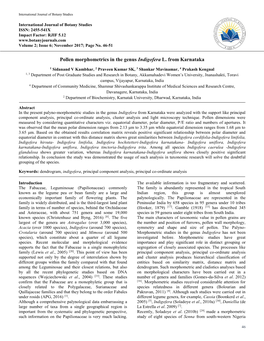 Pollen Morphometrics in the Genus Indigofera L. from Karnataka