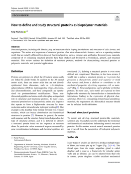 How to Define and Study Structural Proteins As Biopolymer Materials