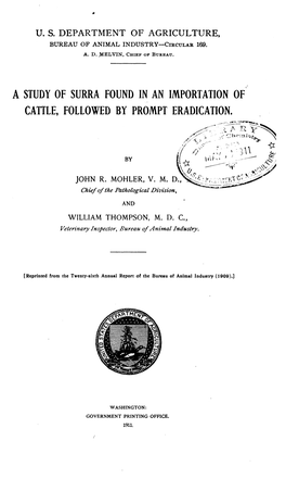 A Study of Surra Found in an Importation of Cattle, Followed by Prompt Eradication