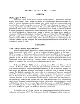 2007-2008 LITIGATION DOCKET (5/13/08) ARIZONA Hart V. Arpaio