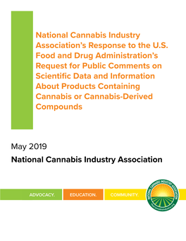 National Cannabis Industry Association's Response to the U.S. Food and Drug Administration's Request for Public Comments On