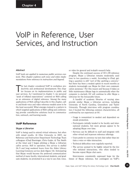Voip in Reference, User Services, and Instruction