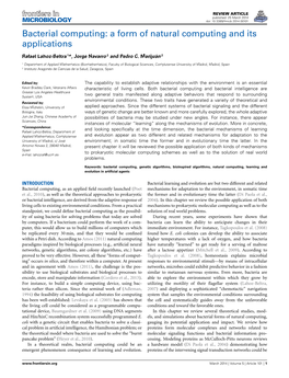 Bacterial Computing: a Form of Natural Computing and Its Applications