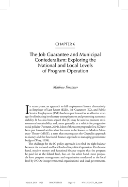 The Job Guarantee and Municipal Confederalism: Exploring the National and Local Levels of Program Operation