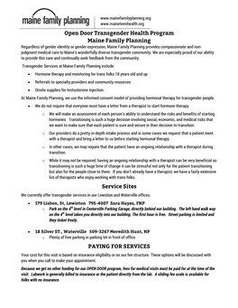 Open Door Transgender Health Program Maine Family Planning