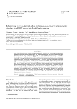 Relationship Between Denitrification Performance and Microbial Community Structure in a PHBV-Supported Denitrification Reactor