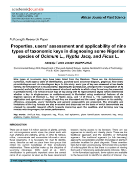 Properties, Users' Assessment and Applicability of Nine Types Of