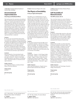 Unconventional Superconductors the Physics of Invisibility Self-Assembly of Nanostructures