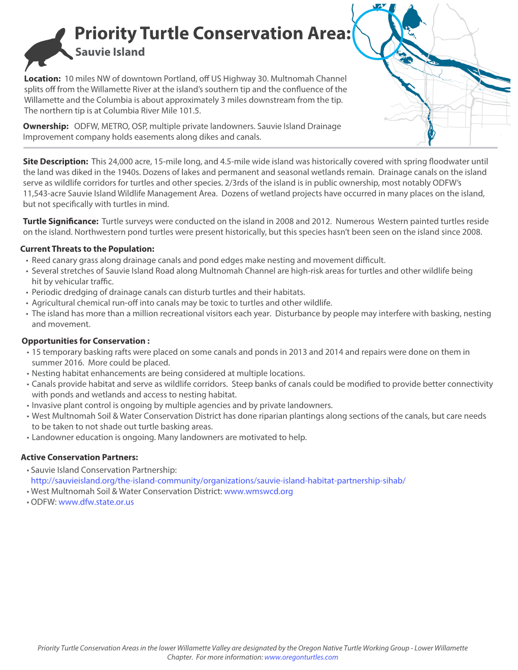 Priority Turtle Conservation Area: Sauvie Island