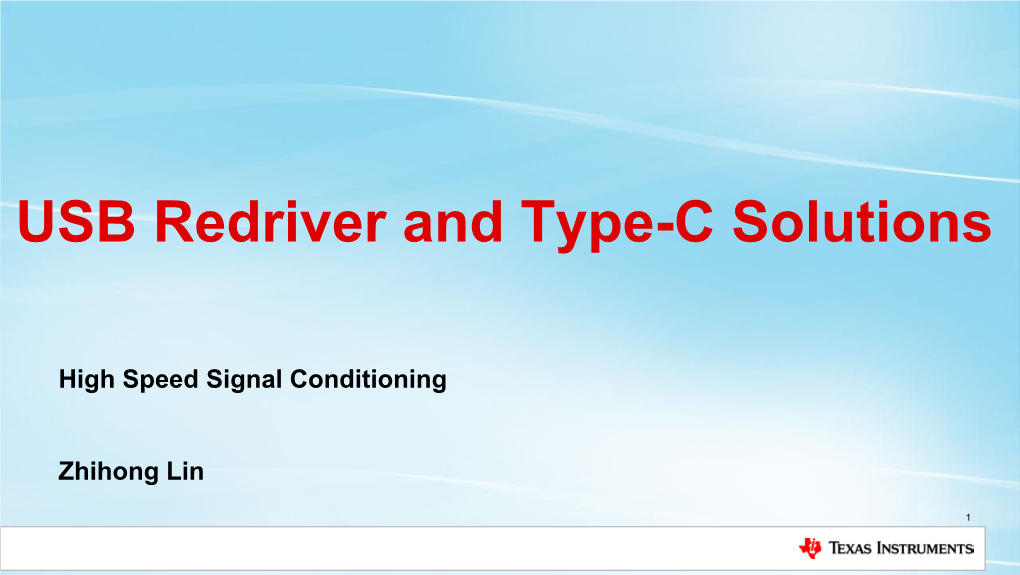 USB Redriver and Type-C Solutions