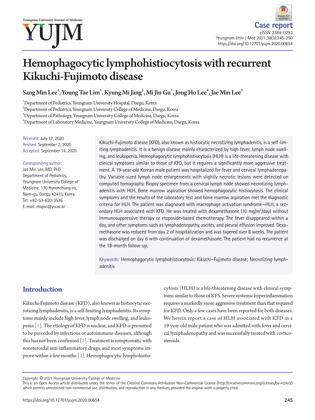 Hemophagocytic Lymphohistiocytosis with Recurrent Kikuchi-Fujimoto