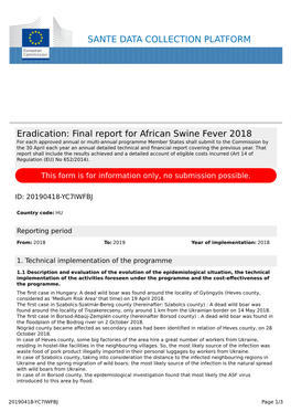 Final Report for African Swine Fever 2018