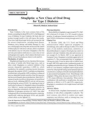 Sitagliptin: a New Class of Oral Drug for Type 2 Diabetes