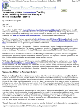 A History Institute for Teachers - FPRI Page 1 of 7