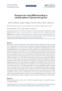 Prospects for Using DNA Barcoding to Identify Spiders in Species-Rich Genera