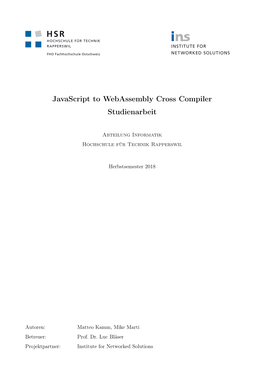 Javascript to Webassembly Cross Compiler Studienarbeit