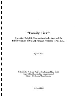 "Family Ties": Operation Babylift, Transnational Adoption, and the Sentimentalism of US and Vietnam Relations (1967-2002)