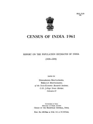 Report of the Population Estimates of India