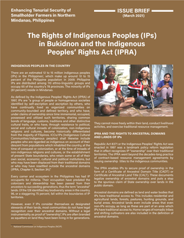 Ips) in Bukidnon and the Indigenous Peoples' Rights Act (IPRA