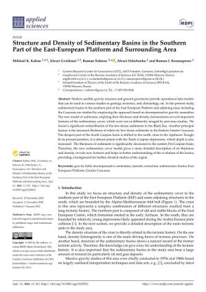 Structure and Density of Sedimentary Basins in the Southern Part of the East-European Platform and Surrounding Area