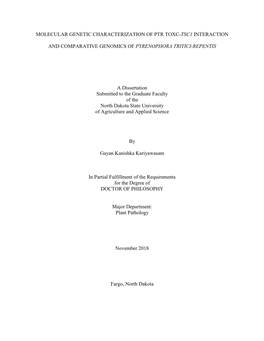 Molecular Genetic Characterization of Ptr Toxc-Tsc1 Interaction