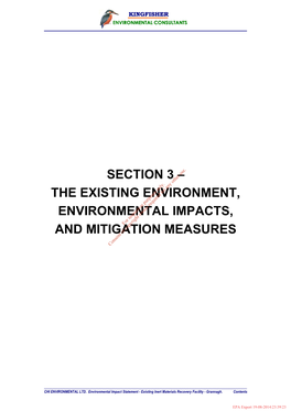 Section 3 – the Existing Environment, Environmental Impacts, and Mitigation Measures