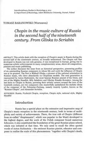 Chopin in the Music Culture of Russia in the Second Half of the Nineteenth Century