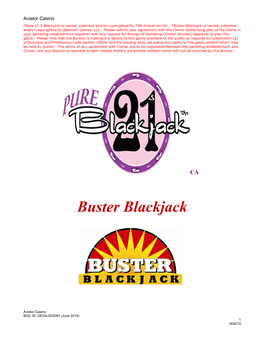 Pure 21.5 Blackjack Is Owned, Patented And/Or Copyrighted by TXB Industries Inc