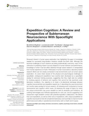 Expedition Cognition: a Review and Prospective of Subterranean Neuroscience with Spaceﬂight Applications