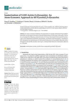 Oxazoles: an Atom-Economic Approach to 4H-Pyrrolo[2,3-D]Oxazoles