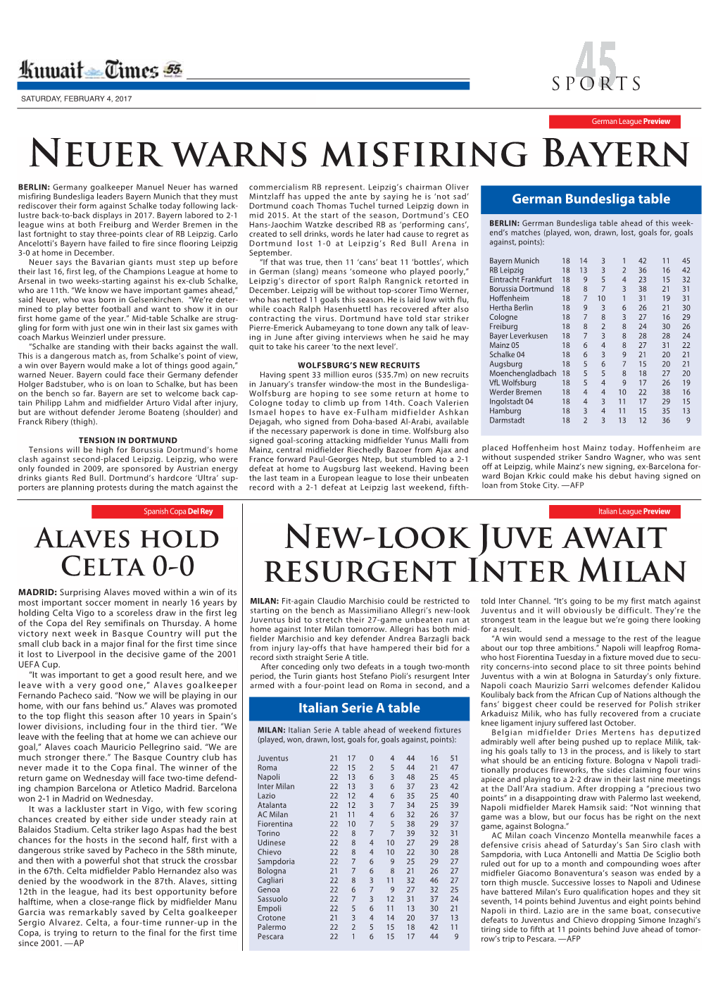 Neuer Warns Misfiring Bayern
