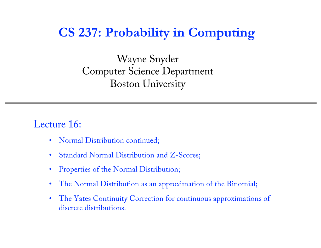 Normal Distribution, Continuity Correction