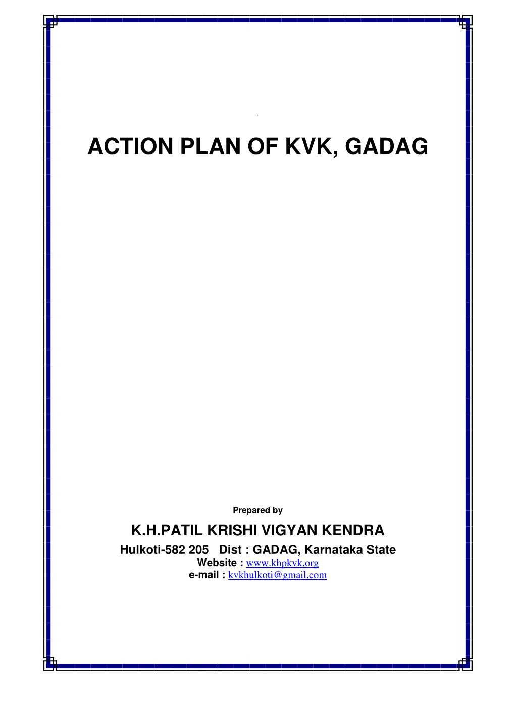 Action Plan of Kvk, Gadag
