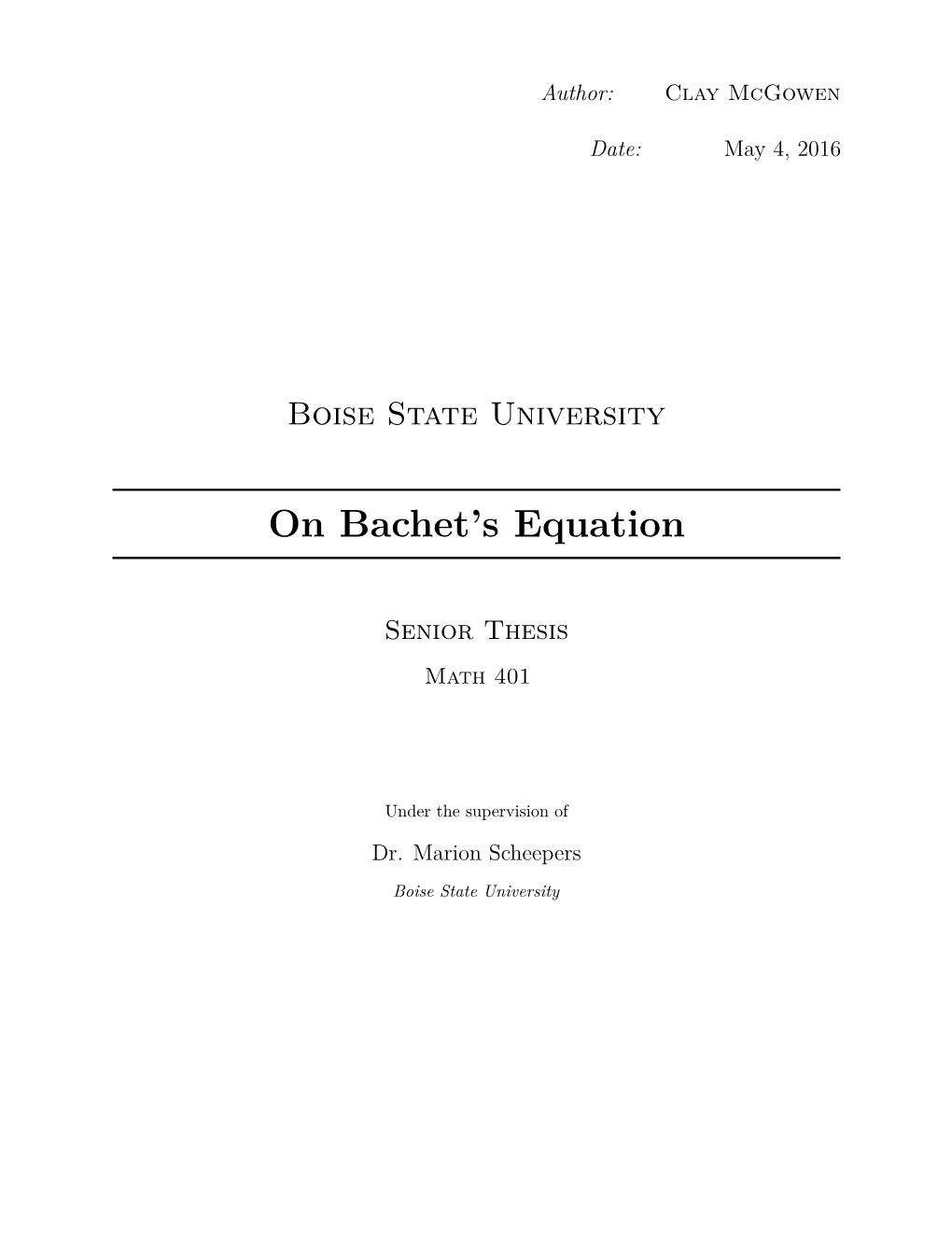 On Bachet's Equation