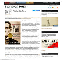 The Fiery Trial by Eric Foner (2011) - Not Even Past