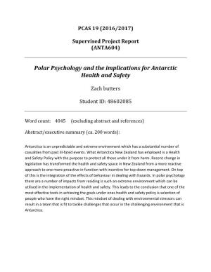 Polar Psychology and the Implications for Antarctic Health and Safety