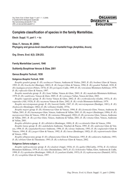 Complete Classification of Species in the Family Mantellidae