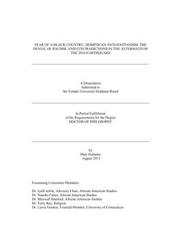 Dominican Anti-Haitianism, the Denial of Racism, and Contradictions in the Aftermath of the 2010 Earthquake