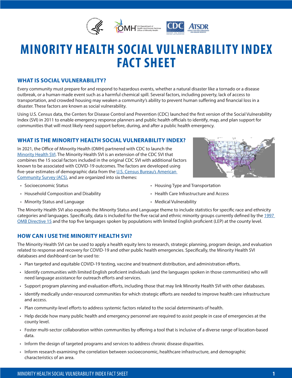 Minority Health Social Vulnerability Index Fact Sheet