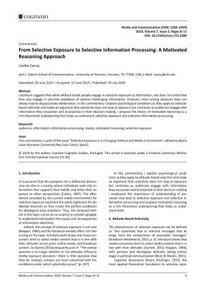 From Selective Exposure to Selective Information Processing: a Motivated Reasoning Approach