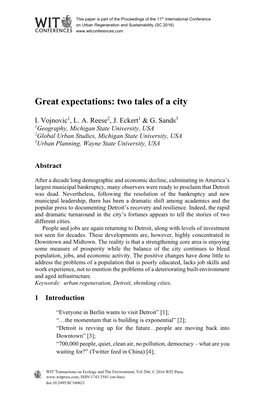 Great Expectations: Two Tales of a City